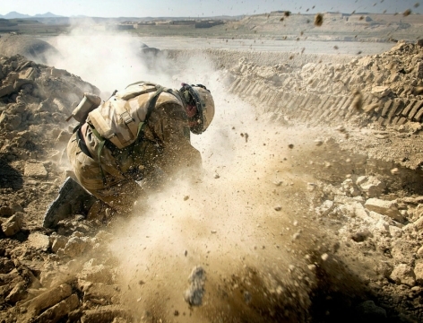 Veteran suffering hearing damage from explosion.