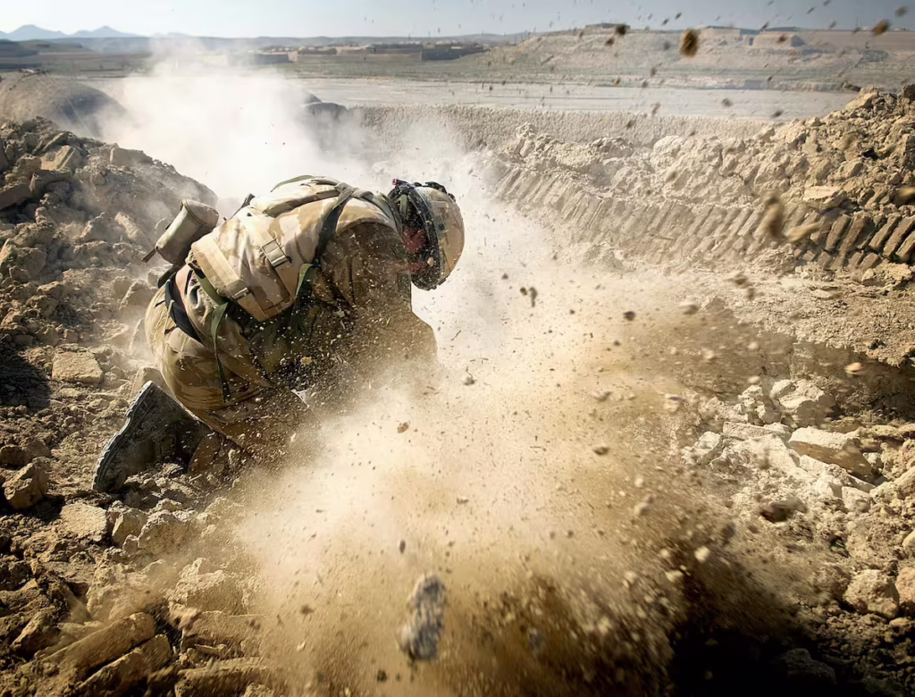 Veteran suffering hearing damage from explosion.